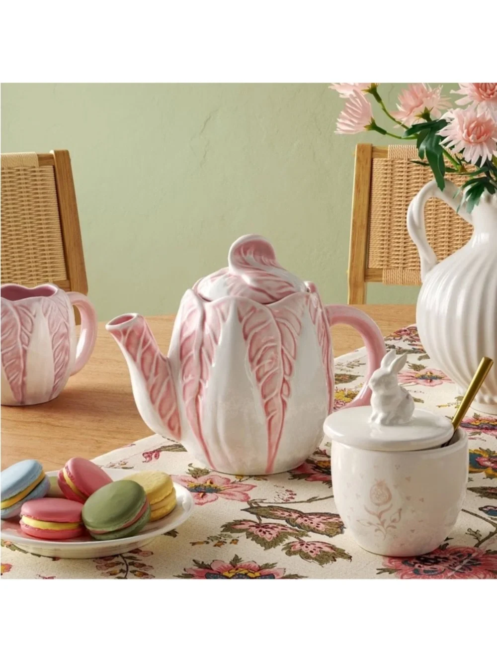 Stoneware Aralia Sugar Jar Pink – Threshold